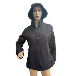 Free Country Women's Softshell‎ Jacket Black Hooded Size M